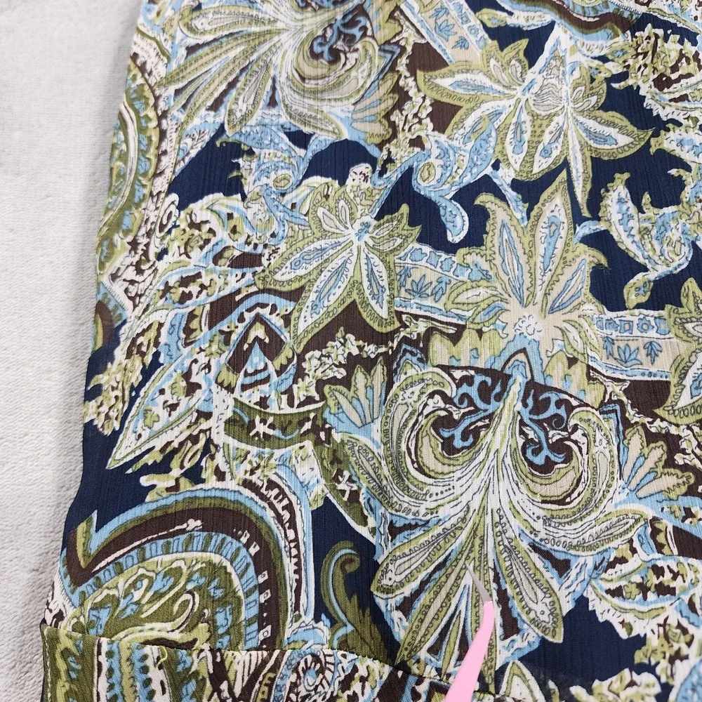 Vintage CJ Banks Skirt Womens X (14W) Blue Paisley Floral Ruffle Hem Chiffon